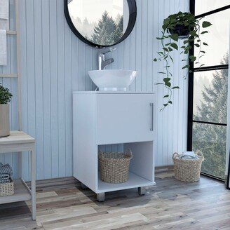FM Furniture Malibu Single Bathroom Vanity, Single Door Cabinet, One Open Shelf