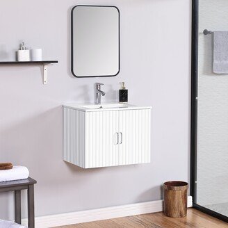 24'' Floating Wall-Mounted Bathroom Vanity with White Resin Sink & Soft-Close Cabinet Door