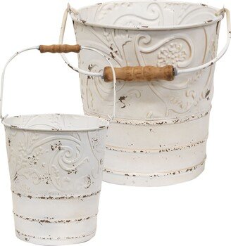 2/Set Shabby Chic Ornate Buckets