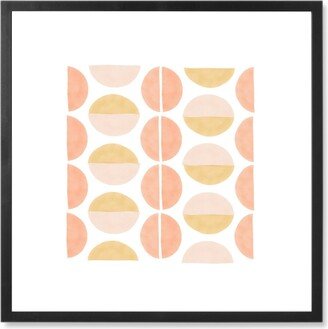 Photo Tiles: Block Print Organic Circles - Neutral Photo Tile, Black, Framed, 8X8, Multicolor