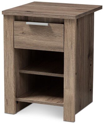 Laverne Modern and Contemporary Oak Brown Finished 1-Drawer Nightstand