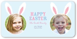 Easter Cards: Bunny Ears Easter Card, Blue, Pearl Shimmer Cardstock, Rounded
