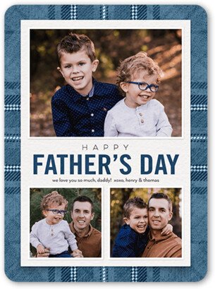 Father's Day Cards: Plaid Gift Father's Day Card, Blue, 6X8, Matte, Signature Smooth Cardstock, Rounded