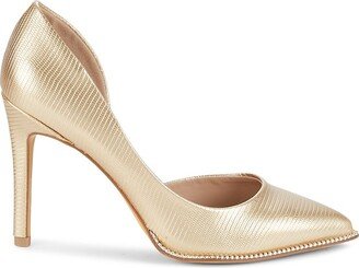 Harnoy Embossed Point Toe Stiletto Pumps