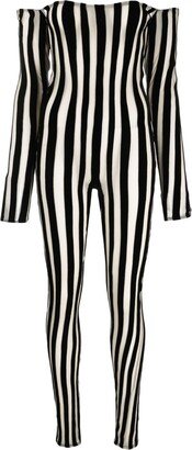 Velvet-Trim Striped Jumpsuit
