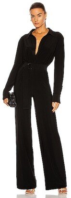 Shirt Straight Leg Jumpsuit in Black