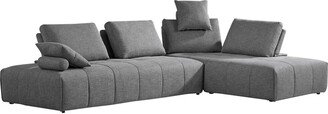 Reno 124 Inch Fabric Modular Sectional Sofa with 2 Armrest Pillows, Gray