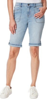 Womens Distressed High Rise Bermuda Shorts