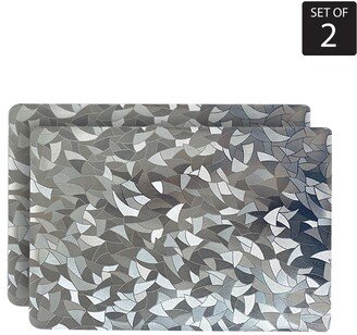 Reversible Shimmering Metallic Leaf Dining Table Indoor Outdoor Placemats -Set of 2