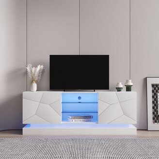 IGEMAN TV Cabinet, TV Stand with Lights, Modern LED TV Cabinet with Storage Drawers