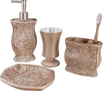 Creative Scents Victoria Beige Bathroom Accessories Set of 4