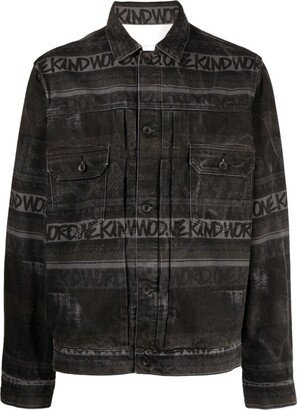 Graphic-Print Distressed Denim Jacket