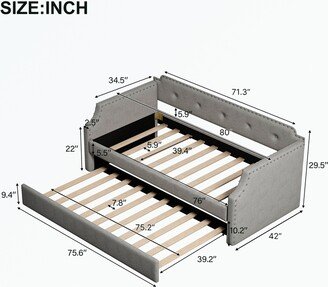 Upholstered Daybed with Trundle, Wood Slat Support