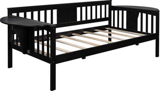 IGEMAN Twin Size Simple Daybed with 2 Shelf Table, 79.5''L*41.1''W*34.1''H, 59.86LBS