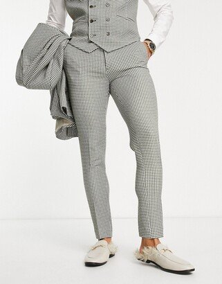 super skinny suit pants in khaki dogstooth