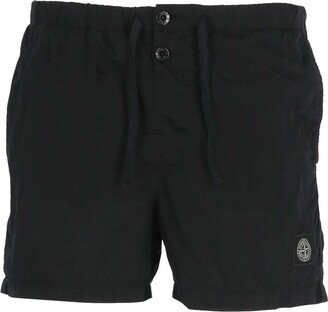 Logo Patch Drawstring Swim Shorts-AU