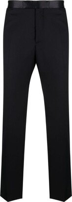 Silk-Waistband Slim-Cut Trousers