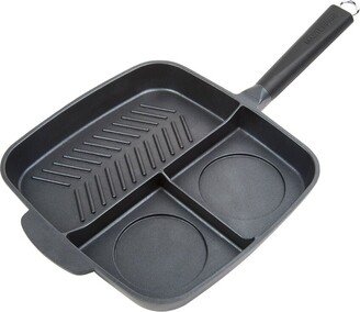 Masterpan Nonstick 11In 3-Section Grill/Griddle Skillet