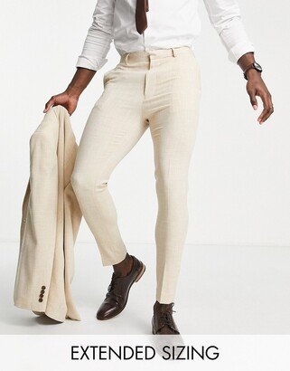 wedding super skinny suit pants in stone crosshatch