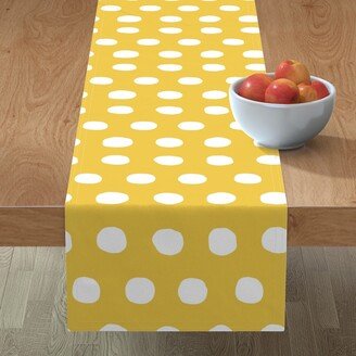 Table Runners: Dots - Yellow And White Table Runner, 90X16, Yellow