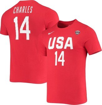 Women's Tina Charles Usa Basketball Red Name and Number Performance T-shirt