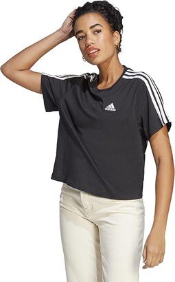 Essentials 3-Stripes Single Jersey Crop Top (Black/White) Women's Clothing