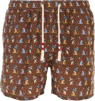 Printed Drawstring Swim Shorts