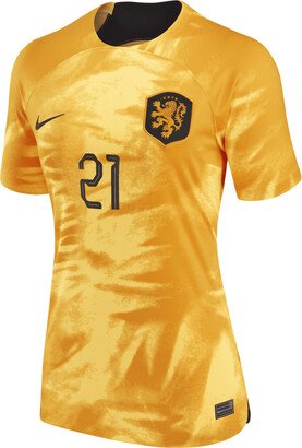 Netherlands National Team 2022/23 Stadium Home (Frenkie de Jong Women's Dri-FIT Soccer Jersey in Orange