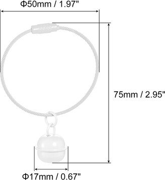 Unique Bargains 12Pcs Pet Bells, Stainless Steel 50mm Dia Jingle Bells Cable White - 50mm/1.97