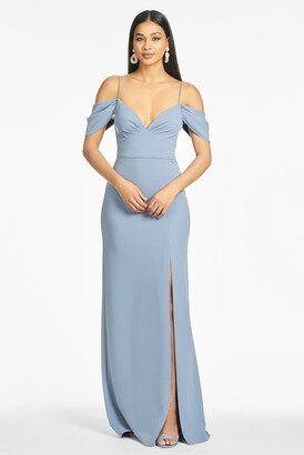 Brittany 4-Way Stretch Crepe Gown - Slate Blue