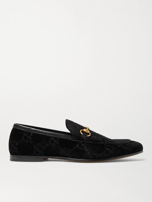 Jordaan Horsebit Leather-Trimmed Logo-Embroidered Velvet Loafers