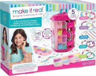 Make It Real 5 in 1 Activity Tower Bracelet Making Activity Tower and Storage Solution