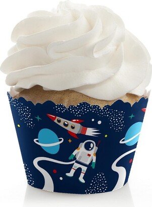 Big Dot of Happiness Blast Off to Outer Space - Rocket Ship Baby Shower or Birthday Party Decorations - Party Cupcake Wrappers - Set of 12