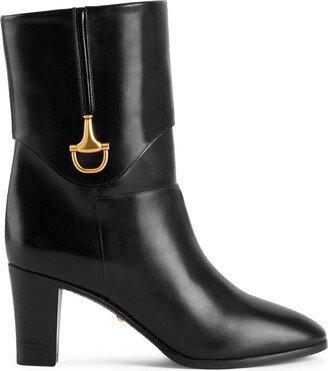 Half Horsebit leather ankle boots