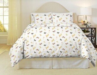 Winter Dogs Print Heavy Weight Cotton Flannel Duvet Cover Sets