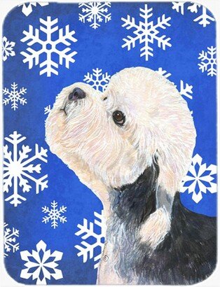 SS4641LCB Dandie Dinmont Terrier Winter Snowflakes Holiday Glass Cutting Board