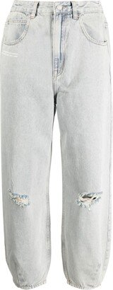 Tapered-Leg Distressed-Finish Jeans