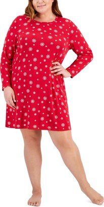 Plus Size Printed Long-Sleeve Sleepshirt, Created for Macy's