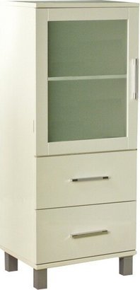 Target Marketing Sys Frosted Pane 2 Drawer Floor Cabinet White - Buylateral
