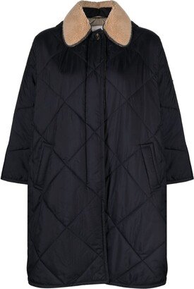 Faux Shearling-Trim Quilted Jacket