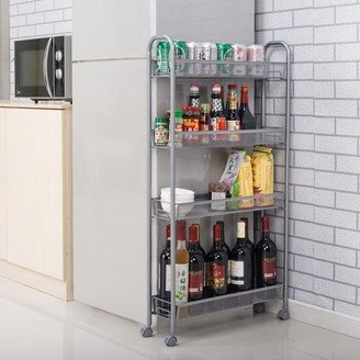 Honeycomb Mesh Carbon Steel 4-tier Portable Kitchen Storage Cart