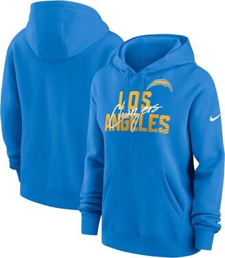 Women's Powder Blue Los Angeles Chargers Wordmark Club Fleece Pullover Hoodie