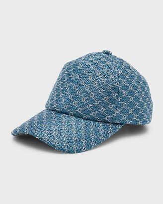 Woven Raffia Blue Baseball Cap