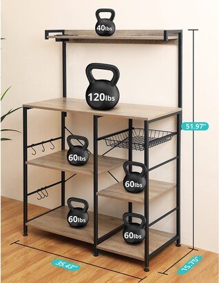 6-Tier Kitchen Storage Rack with Power Outlet and Storage Basket