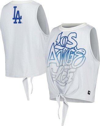 Women's The Wild Collective Gray Los Angeles Dodgers Twisted Tie Front Tank Top