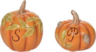 Ceramic 3.25 in. Orange Christmas Pretty Pumpkin Salt and Pepper Shaker Set of 2