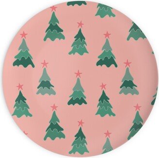 Plates: Modern Christmas Trees Plates, 10X10, Pink