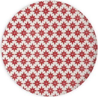 Plates: Christmas Star Tiles - Red On White Plates, 10X10, Red