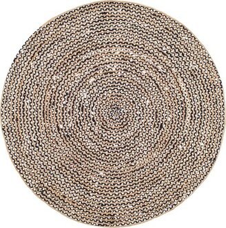 Glinda Natural Fiber Area Rug, Round 8', Black