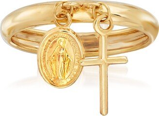 Italian 14kt Yellow Gold Religious Charm Ring